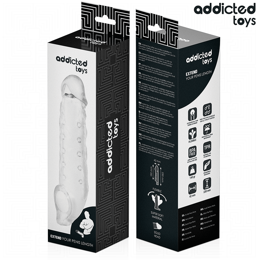 ADDICTED TOYS - TRANSPARENT PENIS SLEEVE SIZE M 27 CM