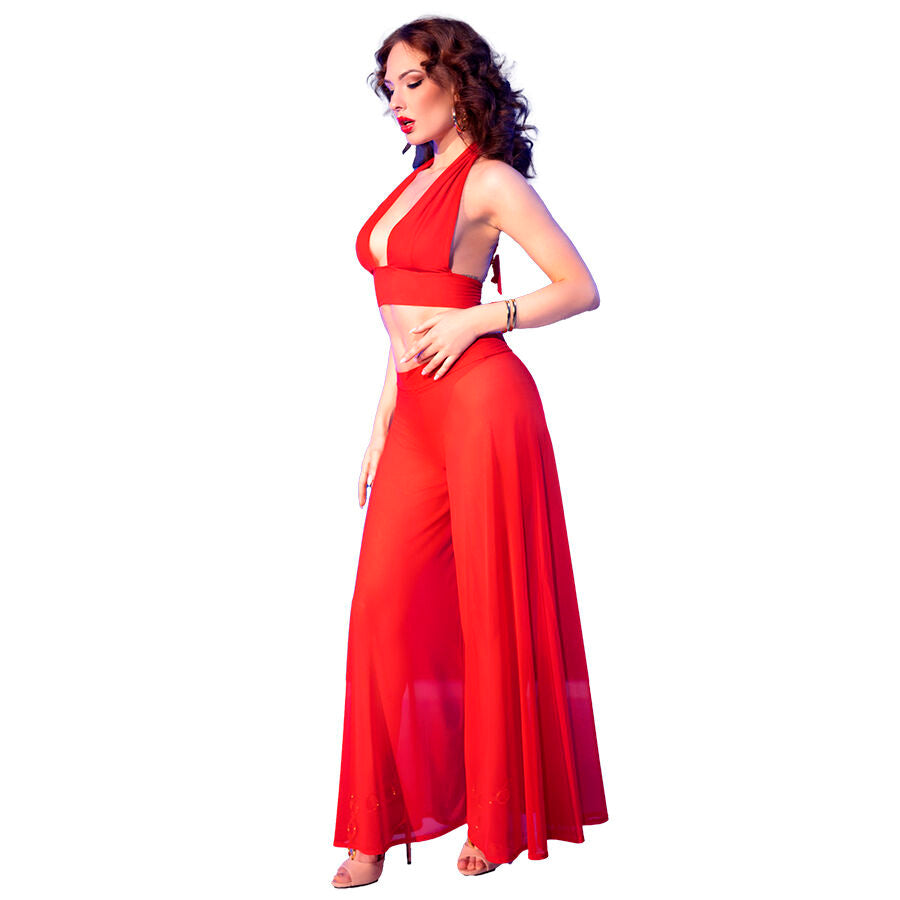 CHILIROSE - CR 4857 RED TOP AND PANT SET SIZE M