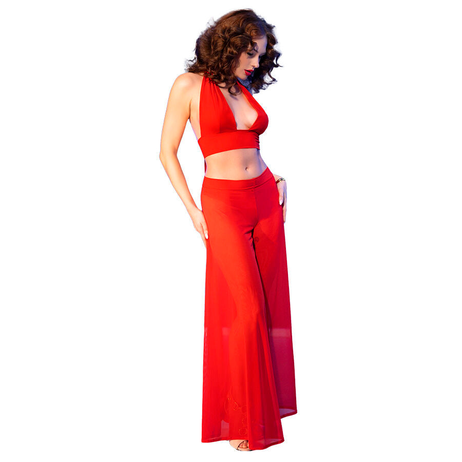CHILIROSE - CR 4857 RED TOP AND PANT SET SIZE M