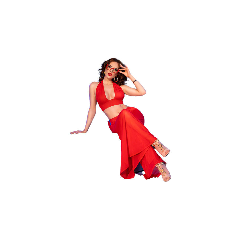 CHILIROSE - CR 4857 RED TOP AND PANT SET SIZE M