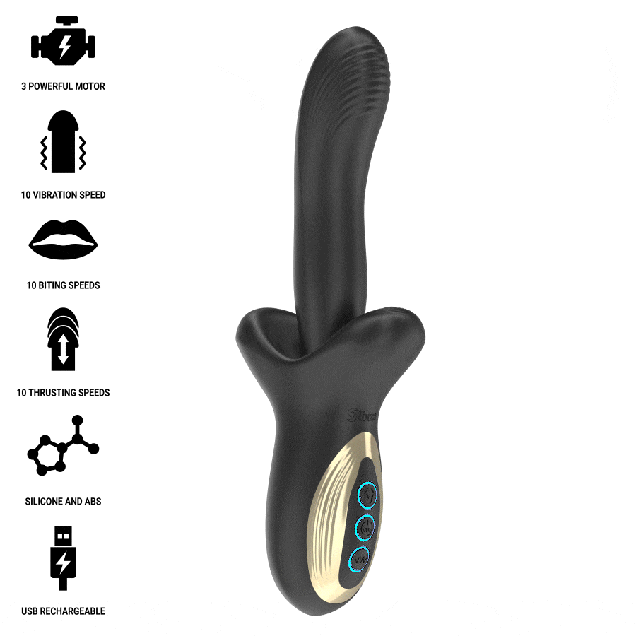 IBIZA - VIBRATEUR PUISSANT AVEC EFFET DE POUSSÉE ET DE MORSURE