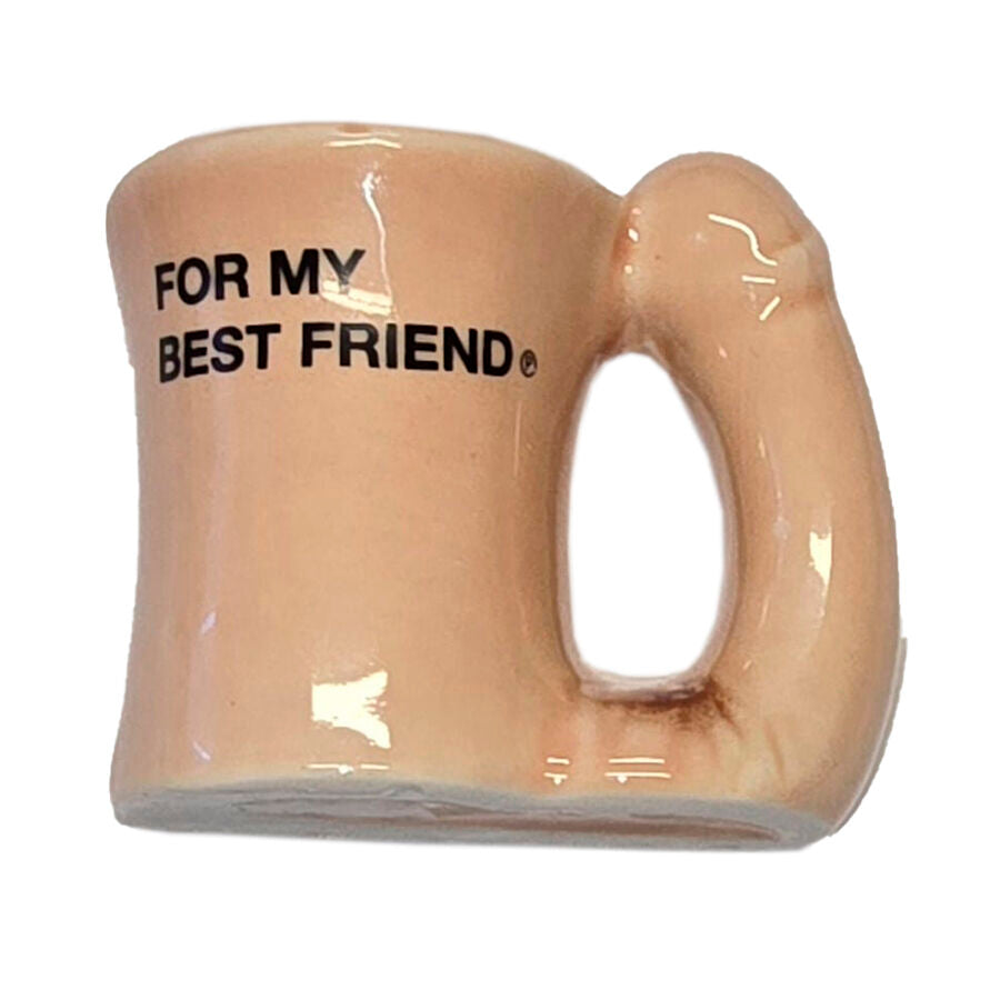 SPICY DEVIL - CERAMIC MAGNET MUG WITH PENIS-SHAPED HANDLE "FOR MY BEST FRIEND"