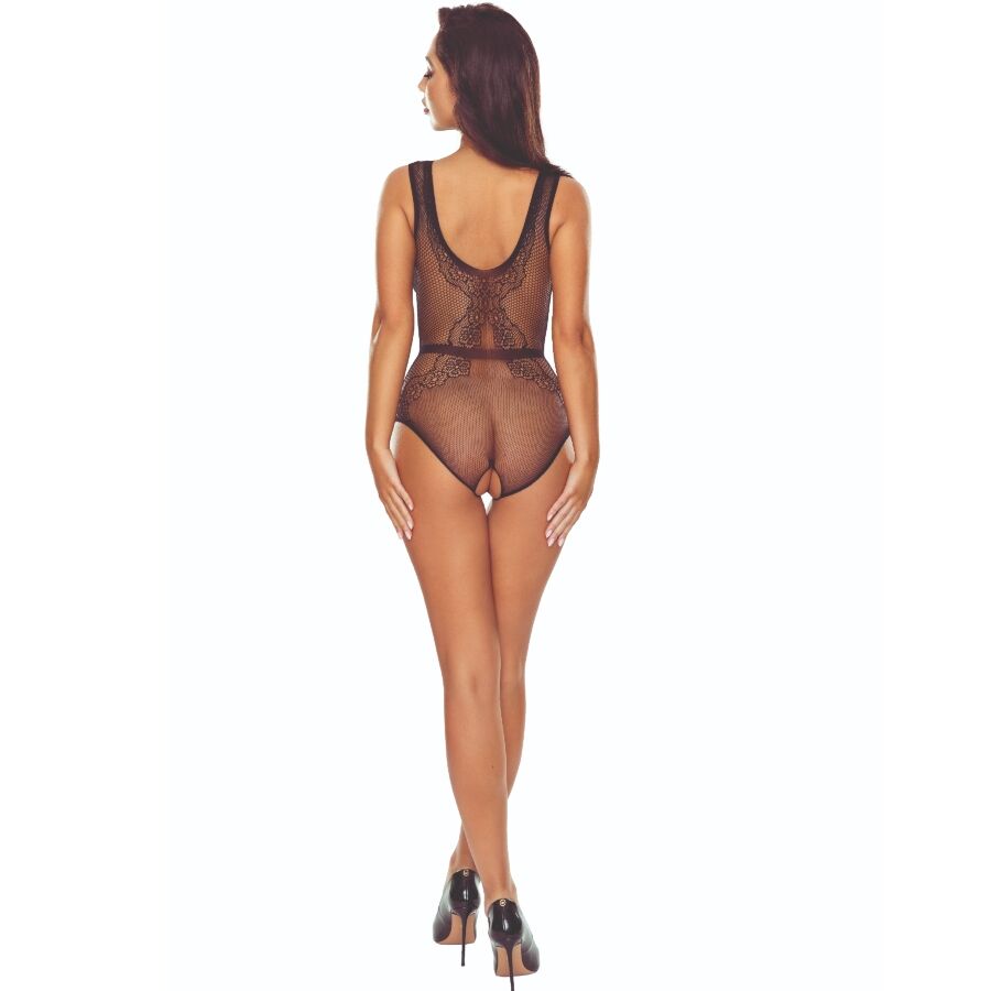 PASSION - BS115 GRID BLACK BODYSTOCKING