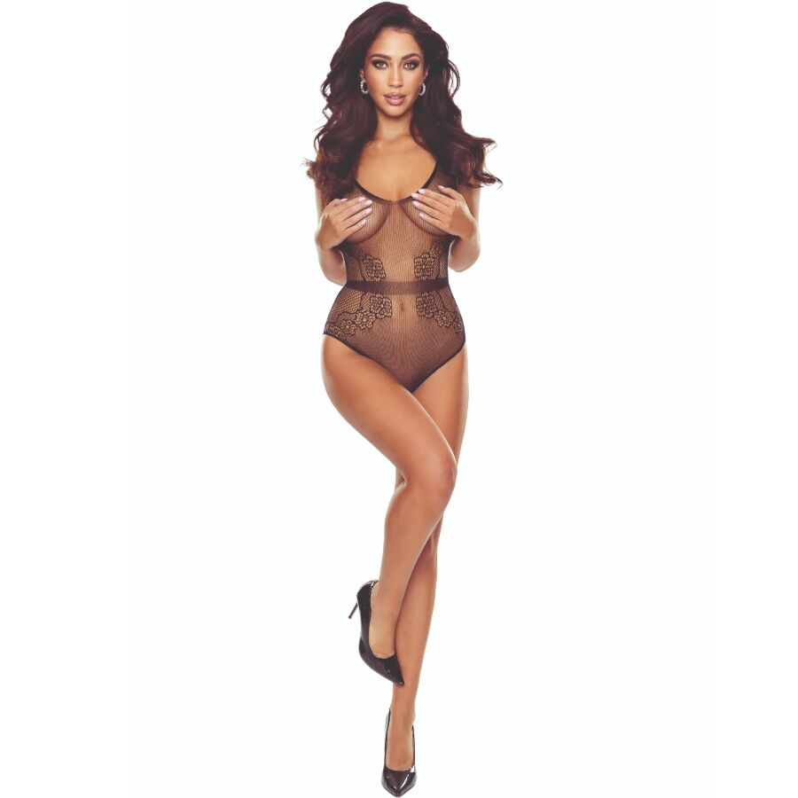 PASSION - BS115 GRID BLACK BODYSTOCKING
