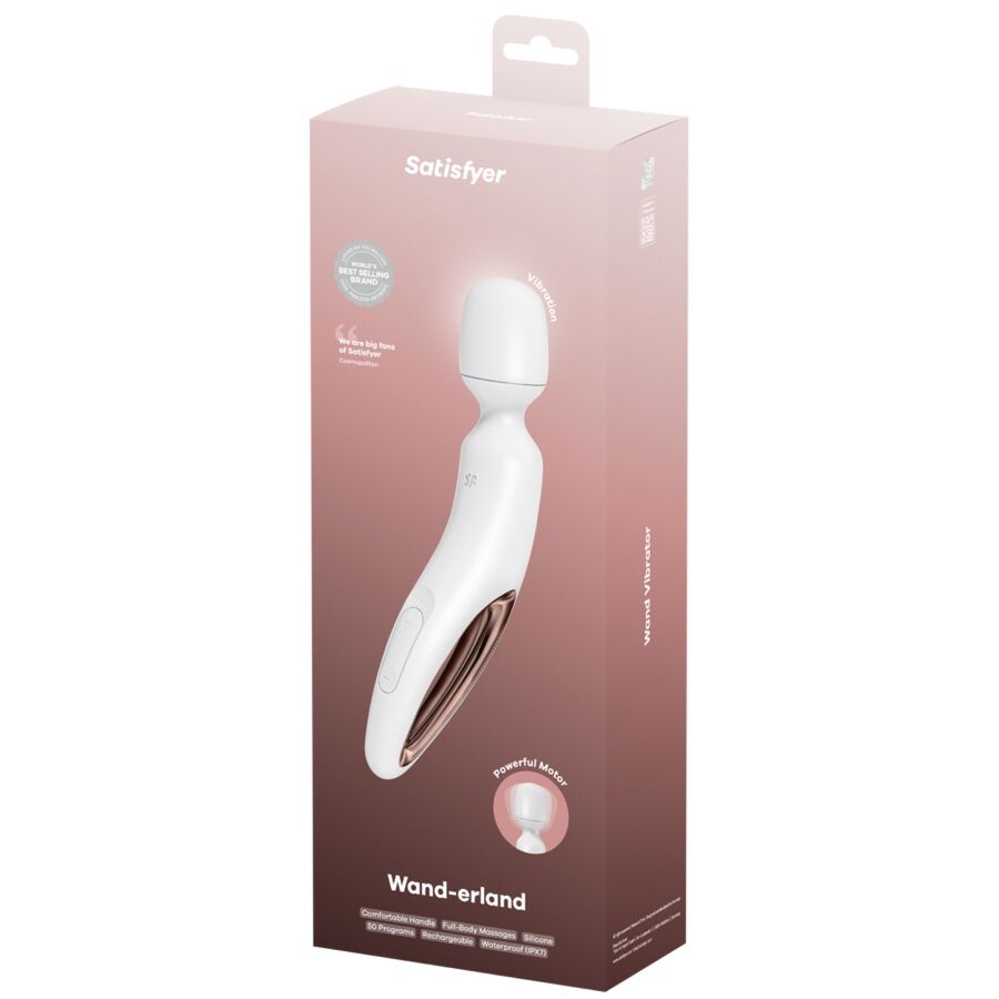 SATISFYER - WHITE ERLAND VIBRATING WAND MASSAGER
