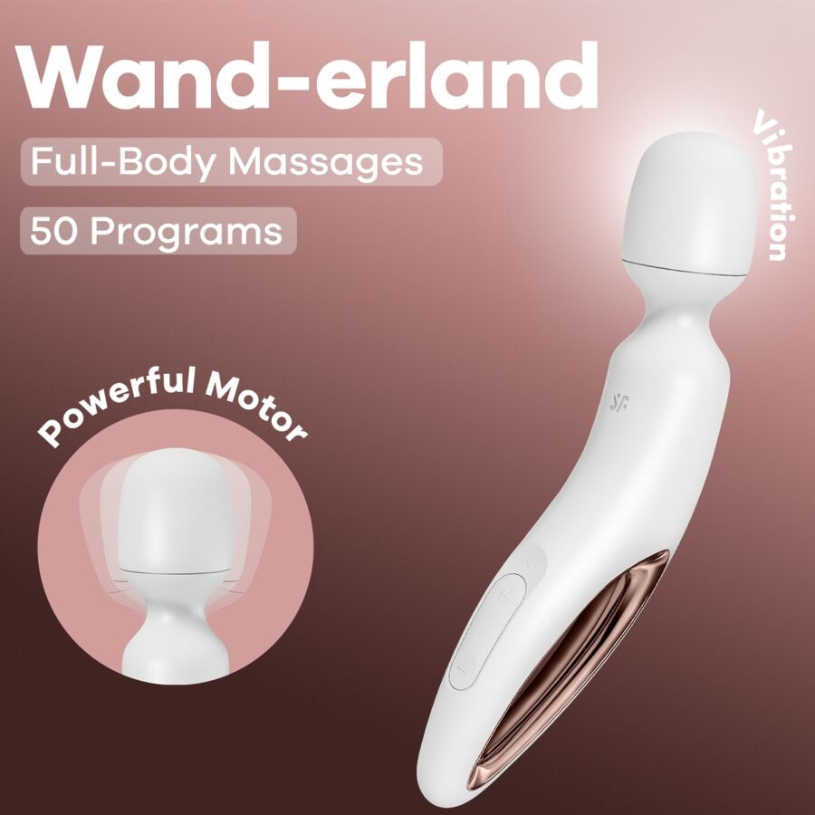 SATISFYER - WHITE ERLAND VIBRATING WAND MASSAGER