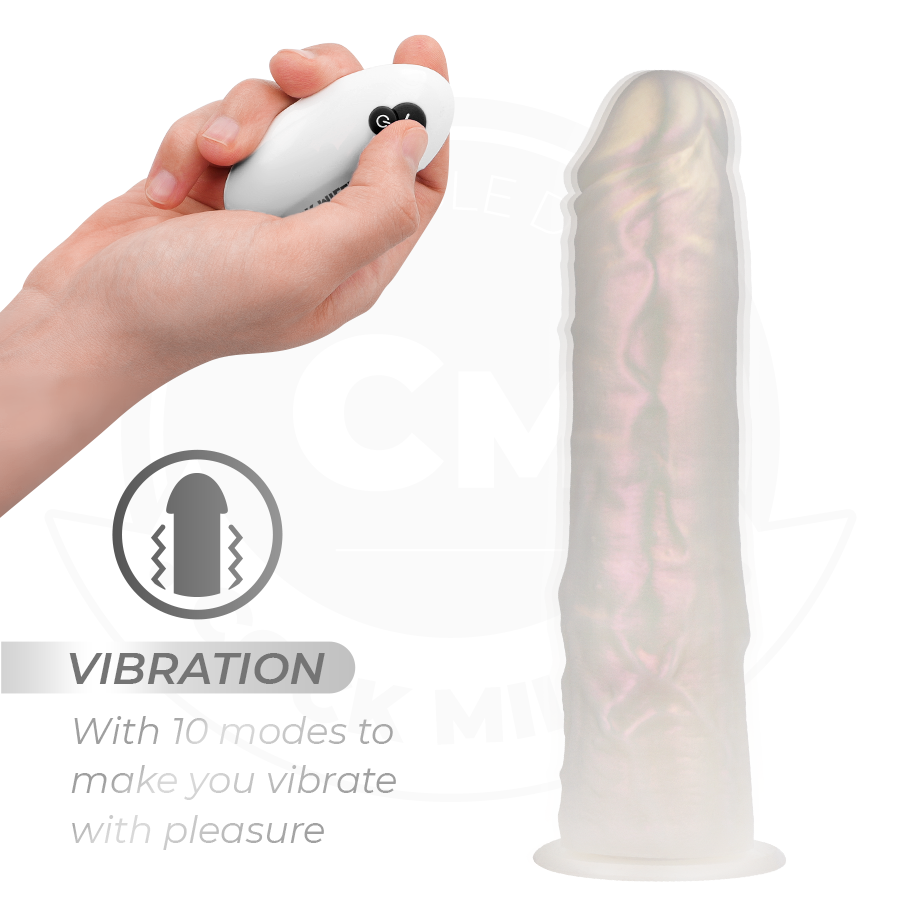 COCK MILLER - DILDO WITH SUCTION CUP, LIGHTS, AND VIBRATIONS WITH REMOTE CONTROL WHITE 20.5 CM