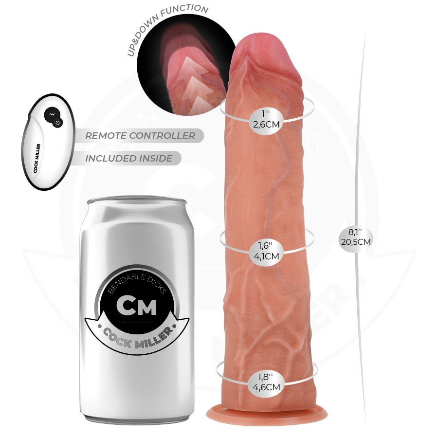 COCK MILLER - HYPERREALISTIC DILDO WITH SUCTION CUP AND THRUSTING FUNCTION WITH REMOTE CONTROL 20.5 CM