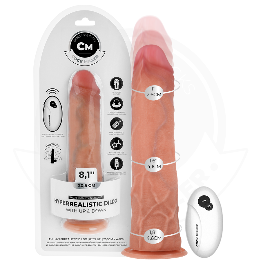COCK MILLER - HYPERREALISTIC DILDO WITH SUCTION CUP AND THRUSTING FUNCTION WITH REMOTE CONTROL 20.5 CM