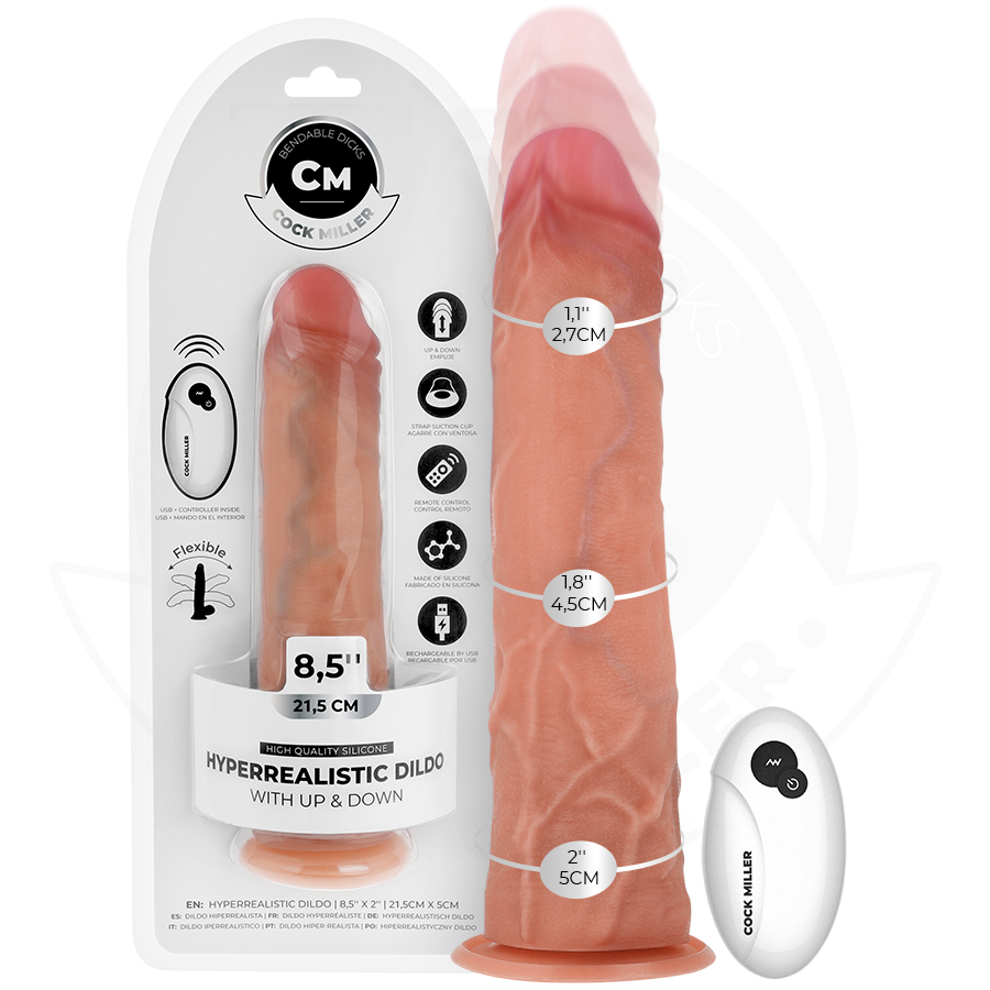 COCK MILLER - HYPER-REALISTIC THRUSTING DILDO WITH SUCTION CUP AND REMOTE CONTROL 21.5 CM
