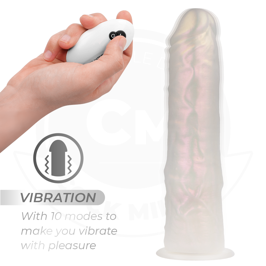 COCK MILLER - SUCKING DILDO WITH SUCTION CUP, LIGHTS AND VIBRATIONS WITH REMOTE CONTROL WHITE 21.5 CM