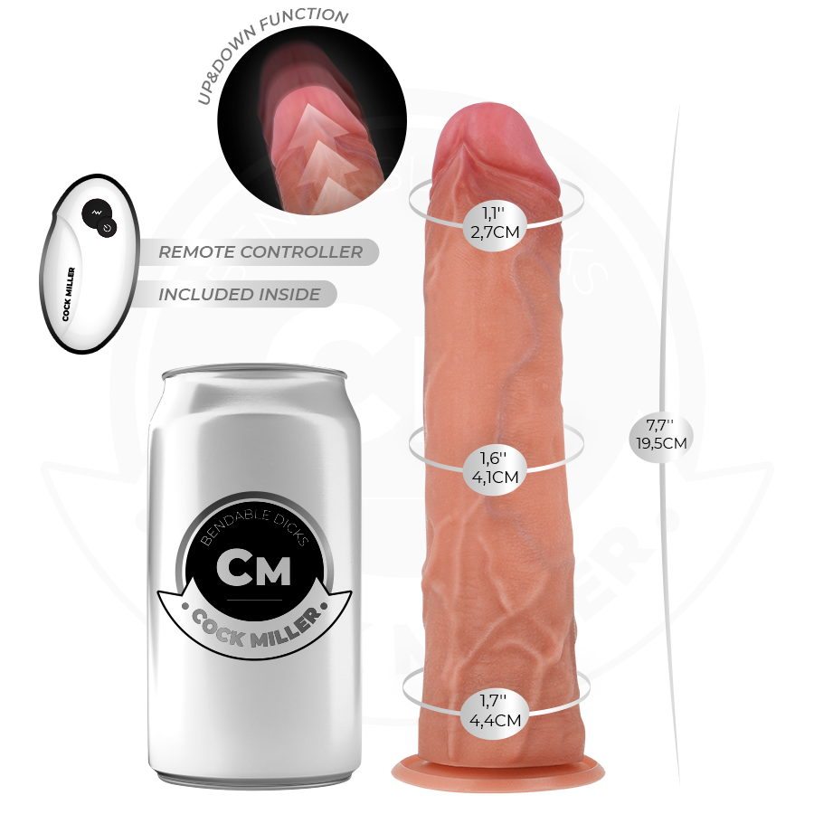 COCK MILLER - HYPERREALISTIC THRUSTING DILDO WITH SUCTION CUP AND REMOTE CONTROL 19.5 CM
