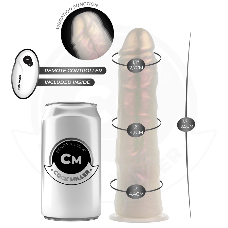 COCK MILLER - SUCKING DILDO WITH LIGHTS AND VIBRATIONS WITH REMOTE CONTROL WHITE 19.5 CM