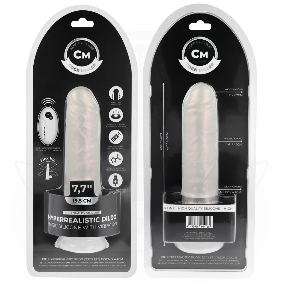 COCK MILLER - SUCKING DILDO WITH LIGHTS AND VIBRATIONS WITH REMOTE CONTROL WHITE 19.5 CM
