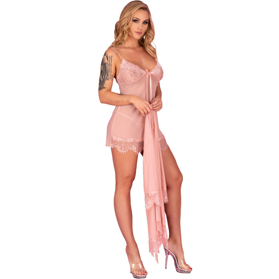 LIVCO CORSETTI FASHION - BABYDOLL HYEONA 1710 + THONG PINK S