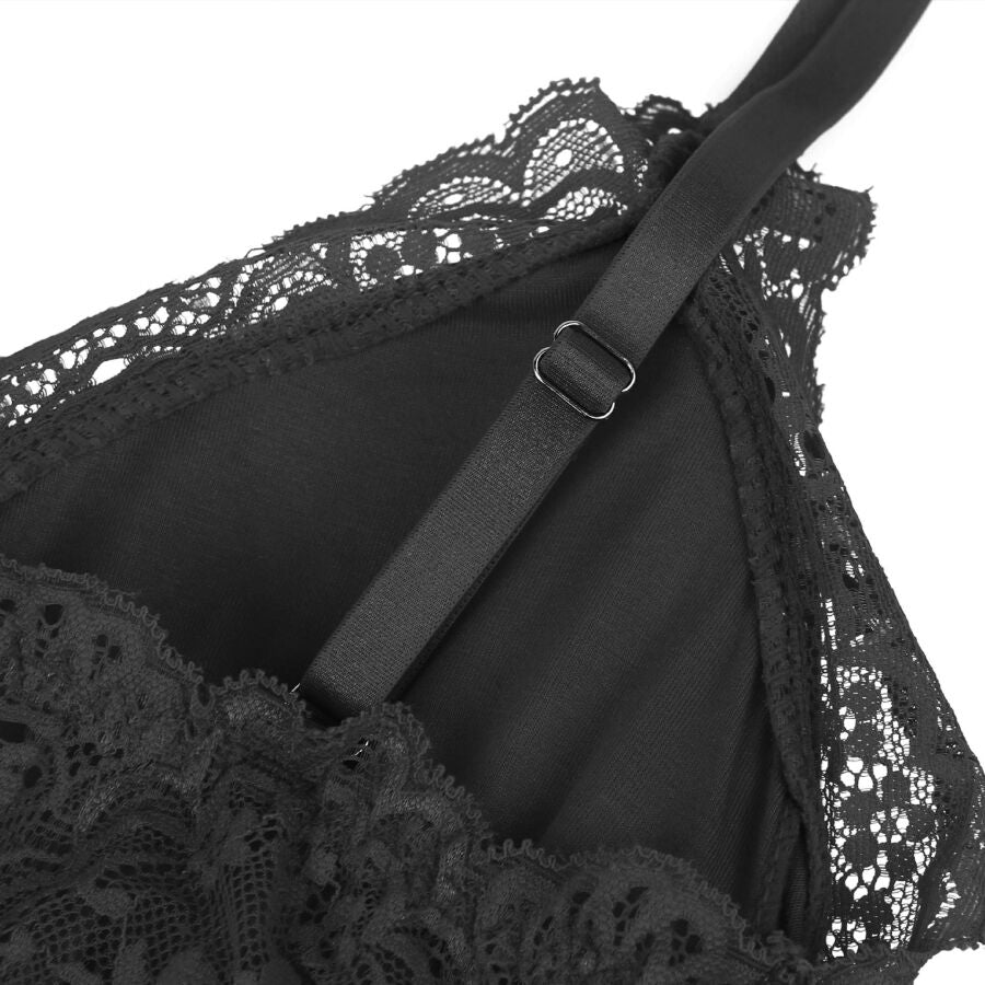 SUBBLIME - TEDDY BLACK FLORAL LACE DETAIL S/M