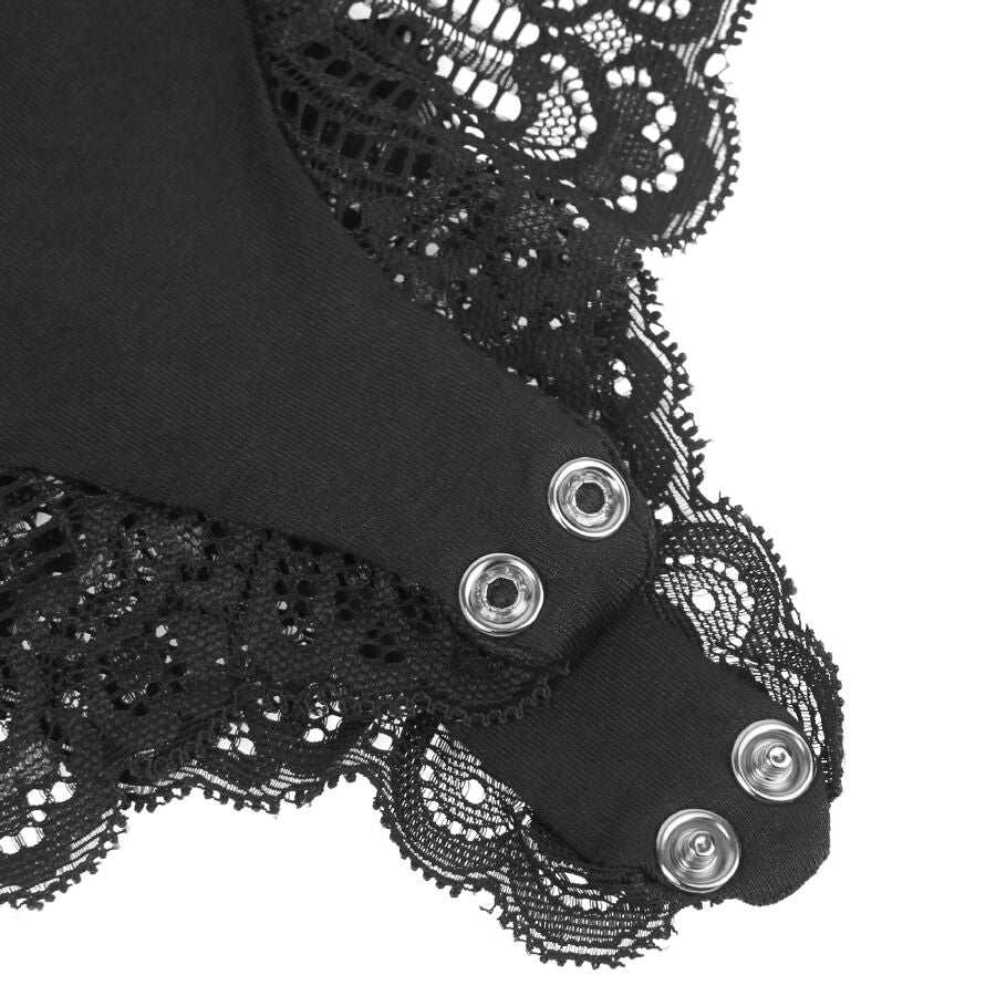 SUBBLIME - TEDDY BLACK FLORAL LACE DETAIL S/M