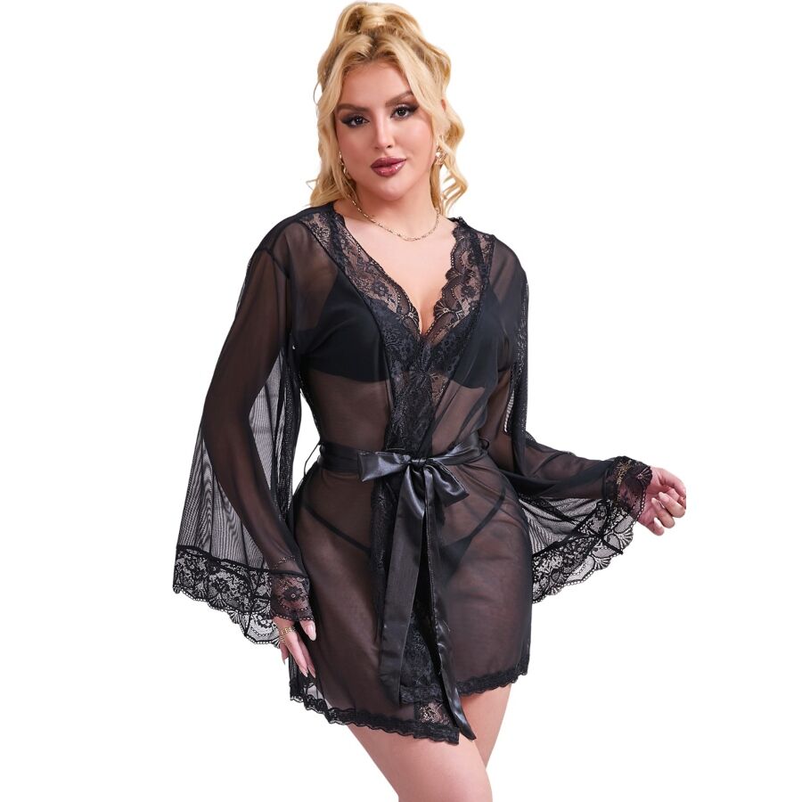 SUBBLIME - BLACK LACE DETAIL SHEER DRESS L/XL