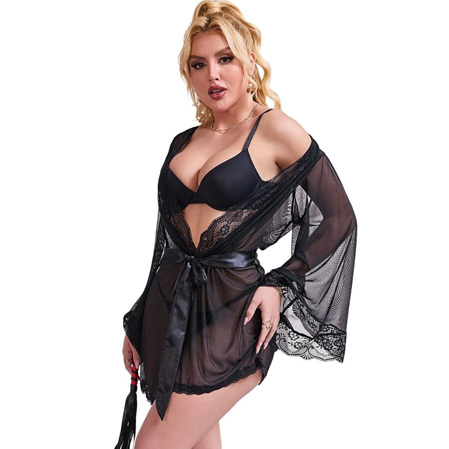 SUBBLIME - BLACK LACE DETAIL SHEER DRESS L/XL