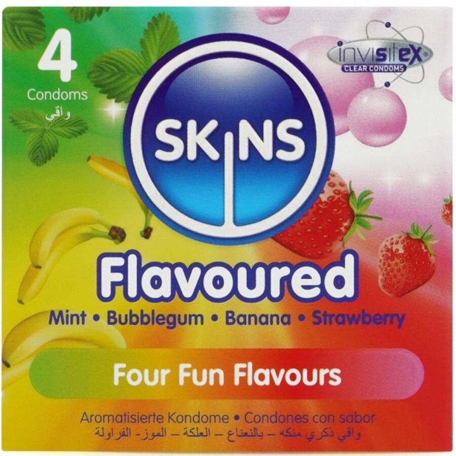 SKINS - MULTI-FLAVOUR PREMIUM CONDOMS 4-PACK
