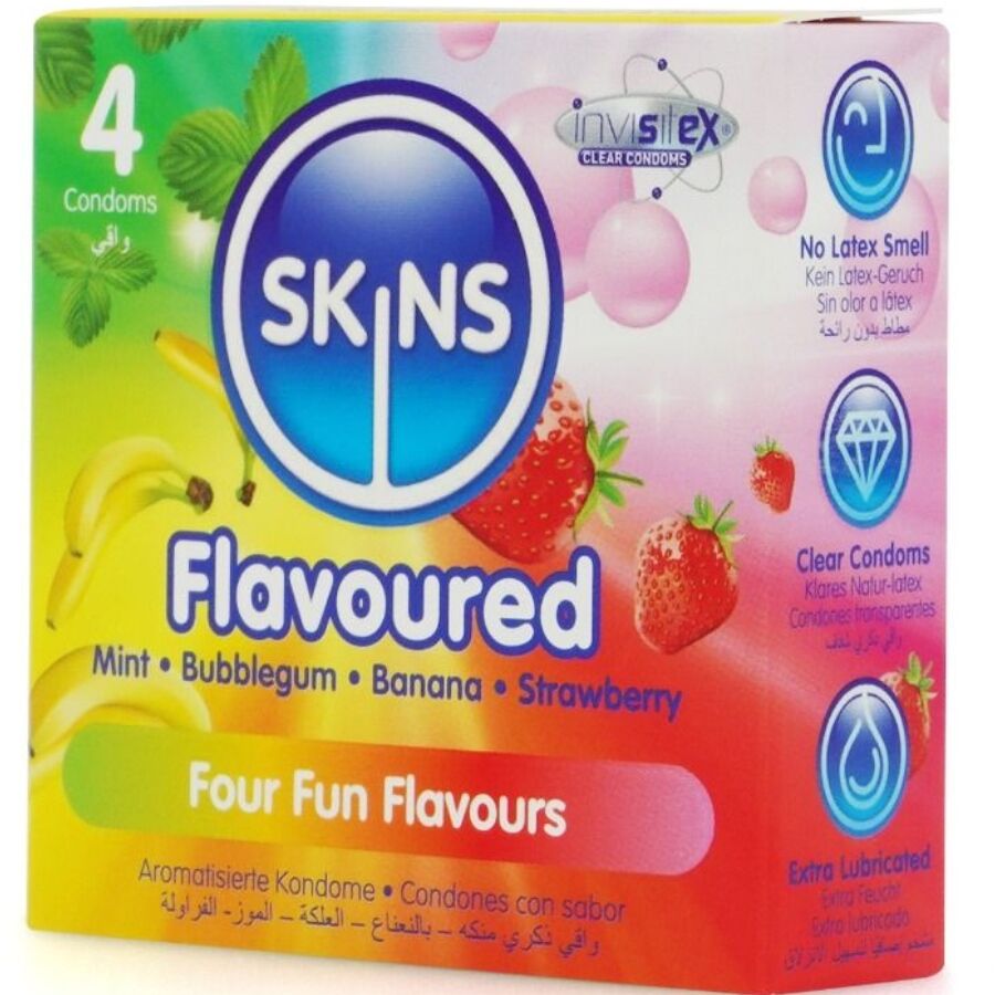 SKINS - MULTI-FLAVOUR PREMIUM CONDOMS 4-PACK