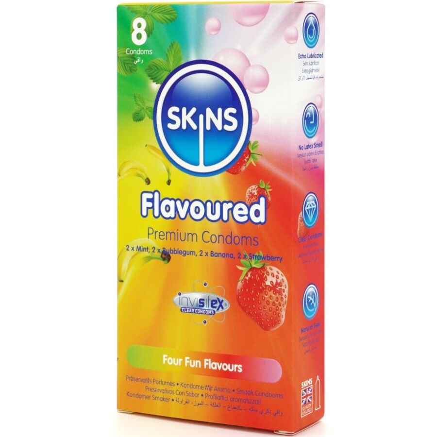 SKINS - PACK OF 8 PREMIUM MULTI-FLAVOR CONDOMS