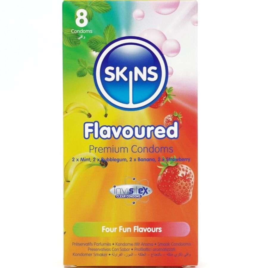 SKINS - PACK OF 8 PREMIUM MULTI-FLAVOR CONDOMS