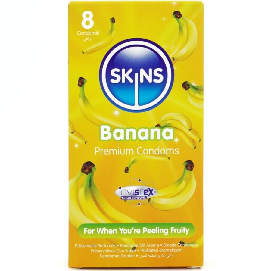 SKINS - PREMIUM BANANA 8 PACK CONDOMS
