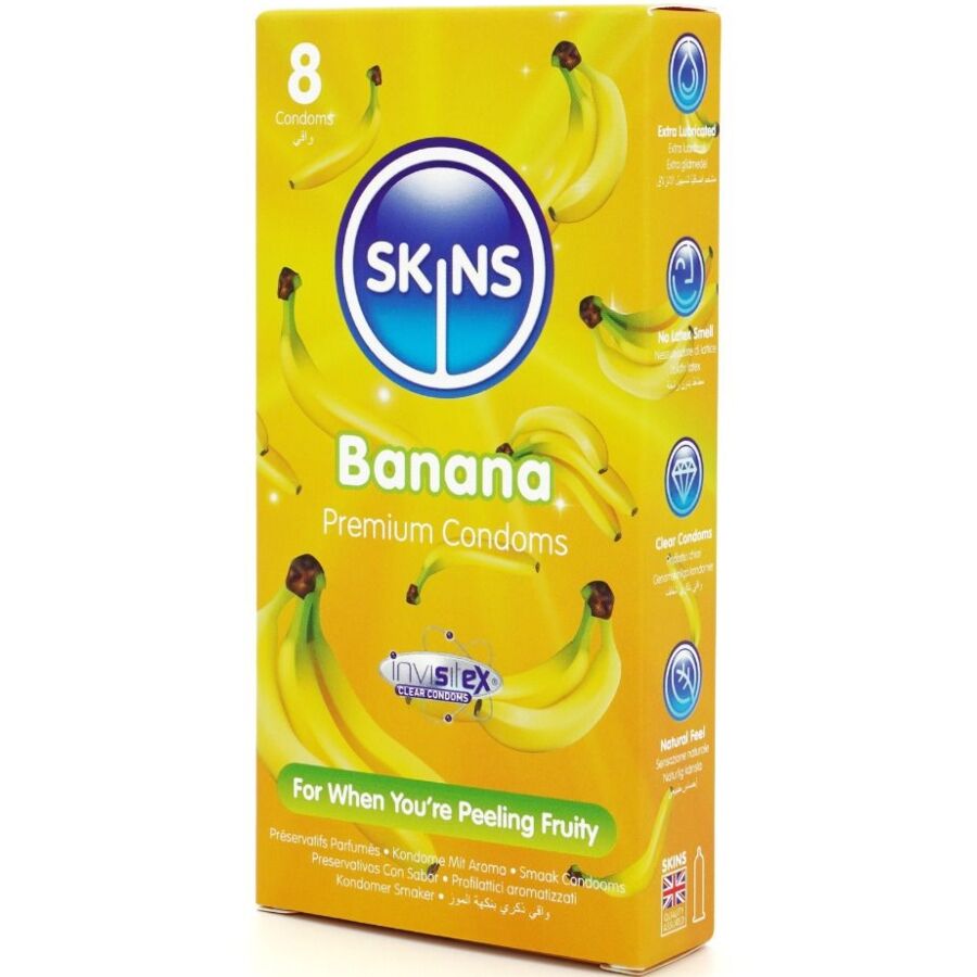 SKINS - PREMIUM BANANA 8 PACK CONDOMS