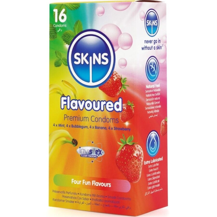 SKINS - 16-PACK OF PREMIUM MULTI-FLAVOURED CONDOMS