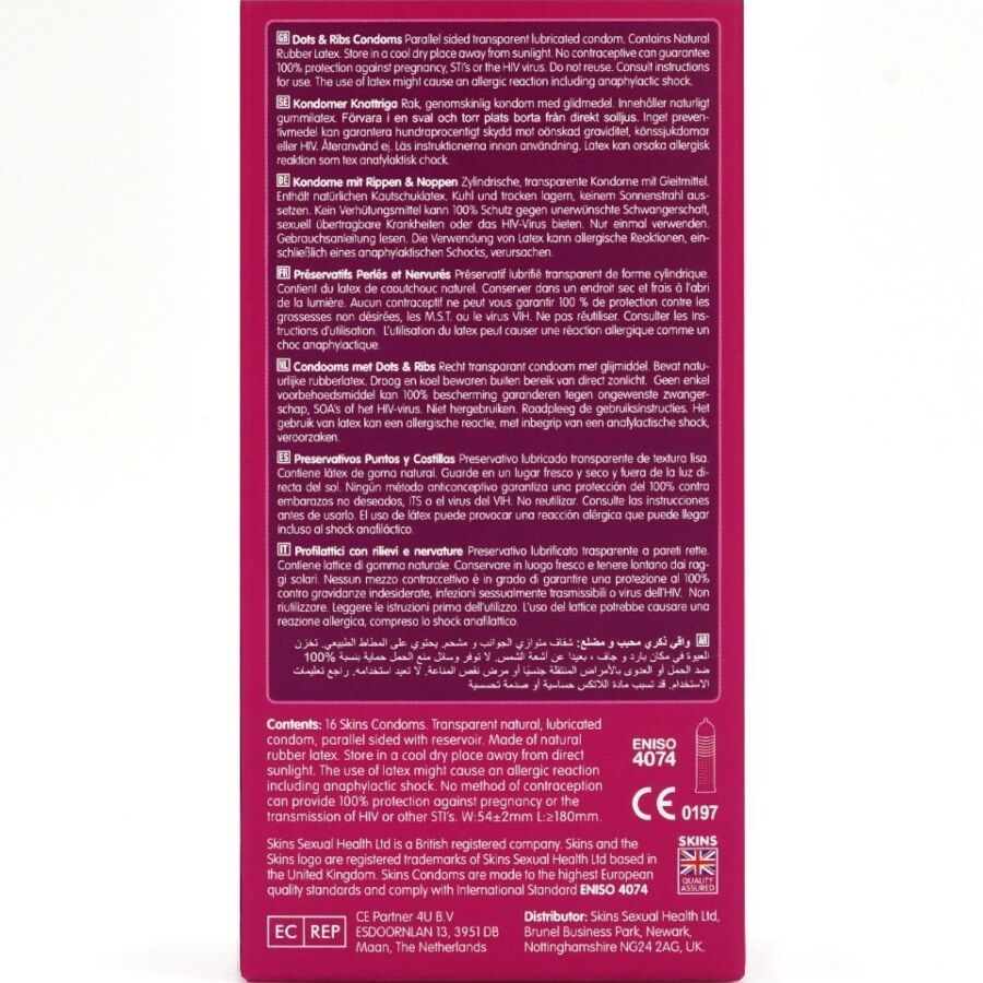 SKINS - PACK OF 16 PREMIUM DOTTED & RIBBED CONDOMS