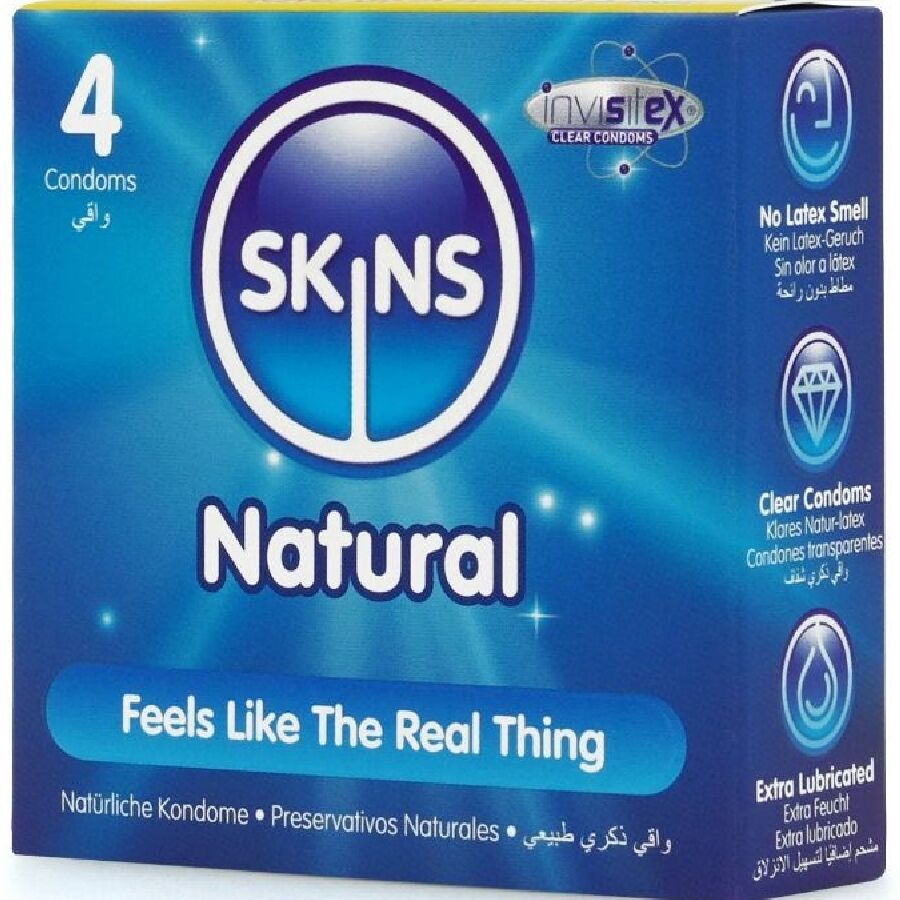 SKINS - 4 PACK NATURAL PREMIUM CONDOMS