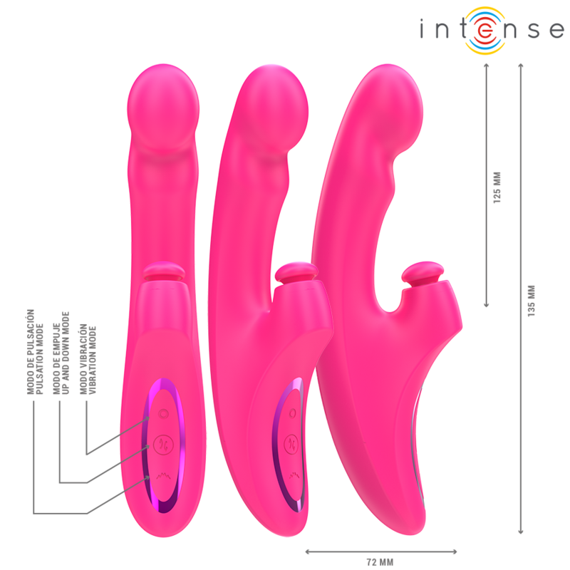 INTENSE - 13.5 CM 3-IN-1 MULTIFUNCTIONAL VIBRATOR 10 VIBRATIONS PINK