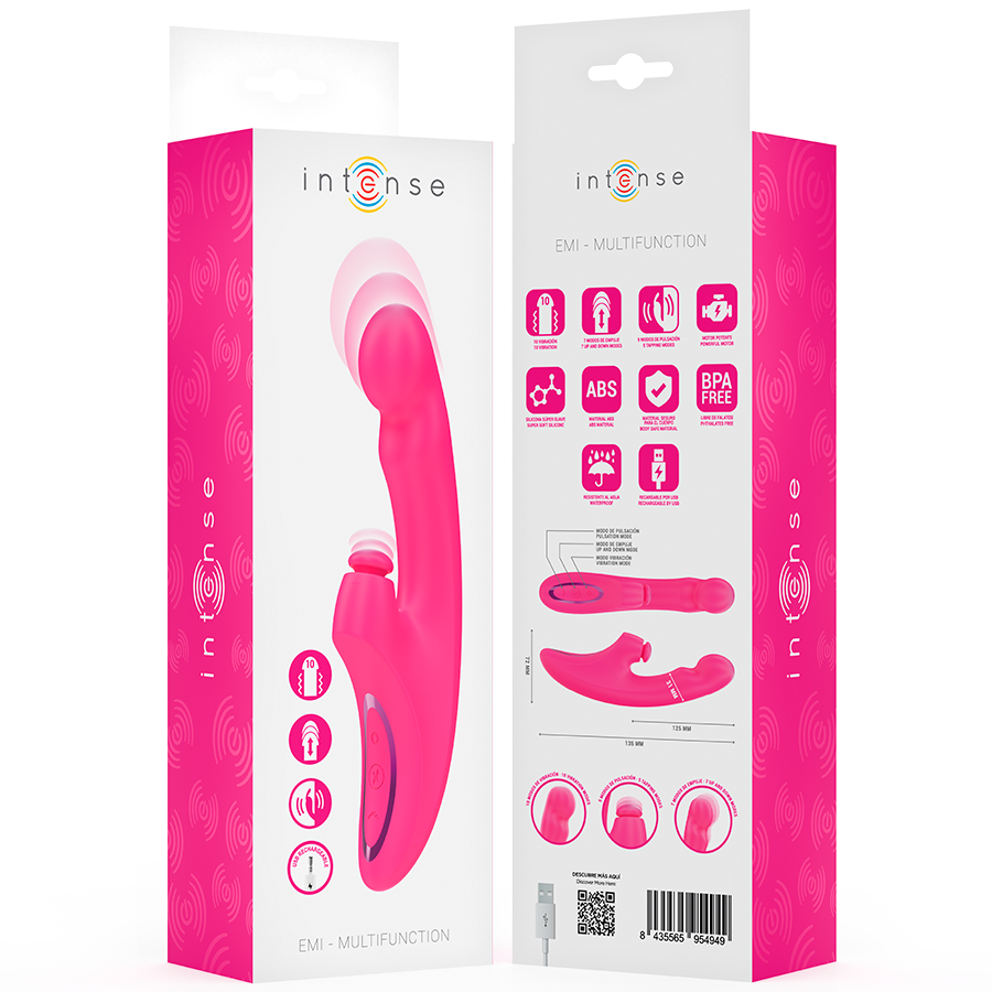 INTENSE - 13.5 CM 3-IN-1 MULTIFUNCTIONAL VIBRATOR 10 VIBRATIONS PINK