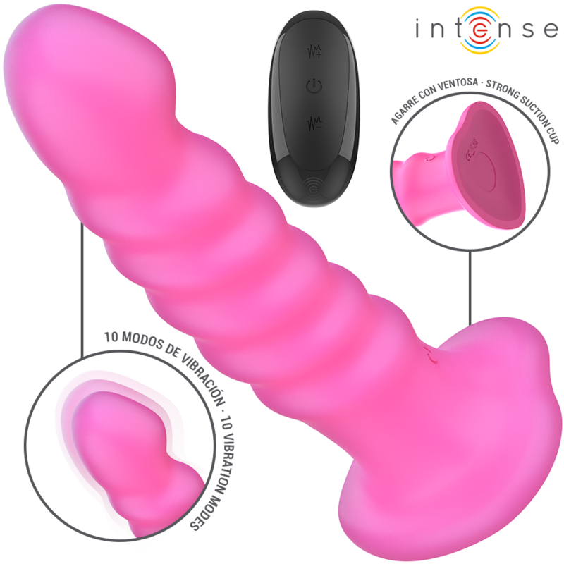 INTENSE - CINDY L-SIZE VIBRATOR SPIRAL DESIGN 10 VIBRATIONS PINK REMOTE CONTROL