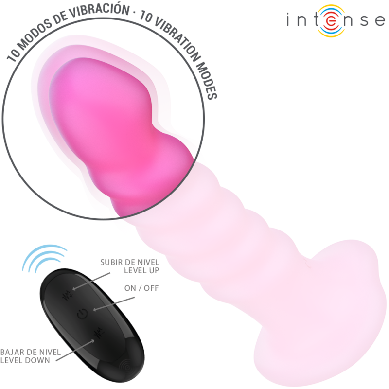 INTENSE - CINDY L-SIZE VIBRATOR SPIRAL DESIGN 10 VIBRATIONS PINK REMOTE CONTROL
