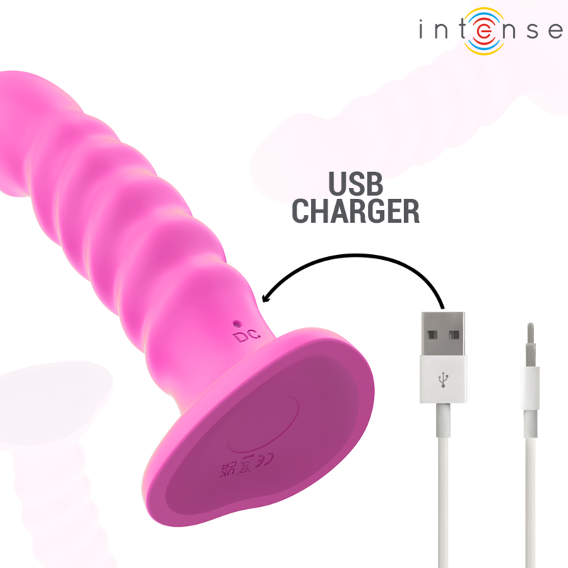 INTENSE - CINDY L-SIZE VIBRATOR SPIRAL DESIGN 10 VIBRATIONS PINK REMOTE CONTROL