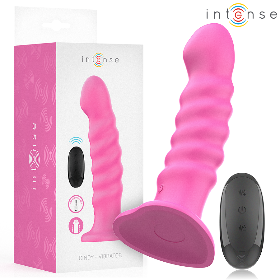 INTENSE - CINDY L-SIZE VIBRATOR SPIRAL DESIGN 10 VIBRATIONS PINK REMOTE CONTROL