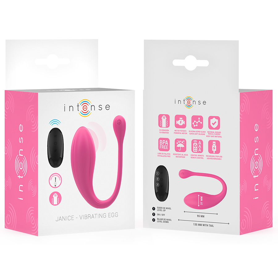 INTENSE - JANICE U DUAL STIMULATION VIBRATOR 10 VIBRATIONS PINK REMOTE CONTROL