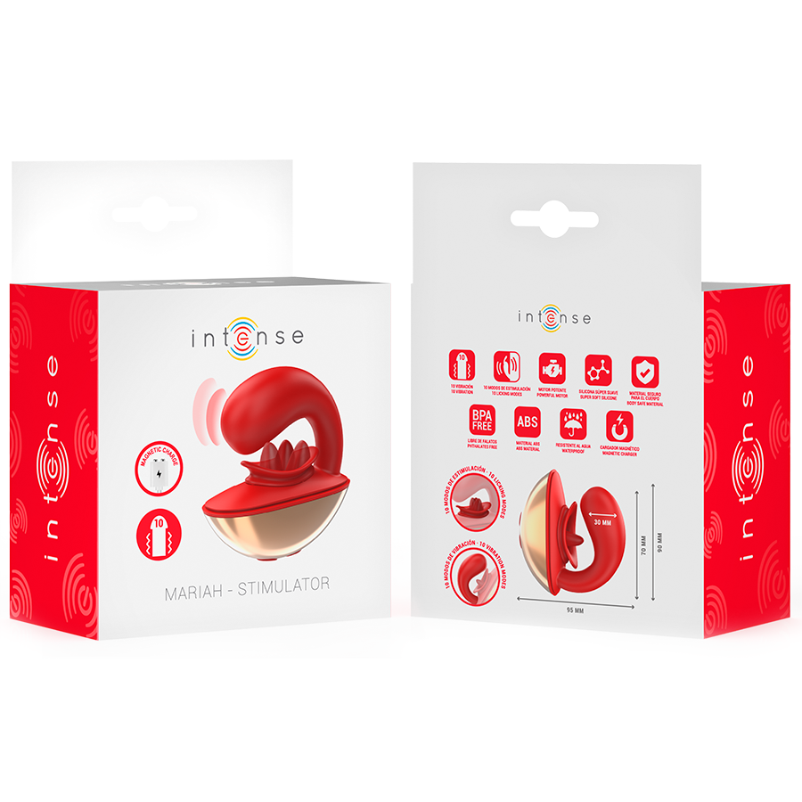 INTENSE - U-SHAPED VIBRATOR & STIMULATOR MARIAH 10 VIBRATION RED