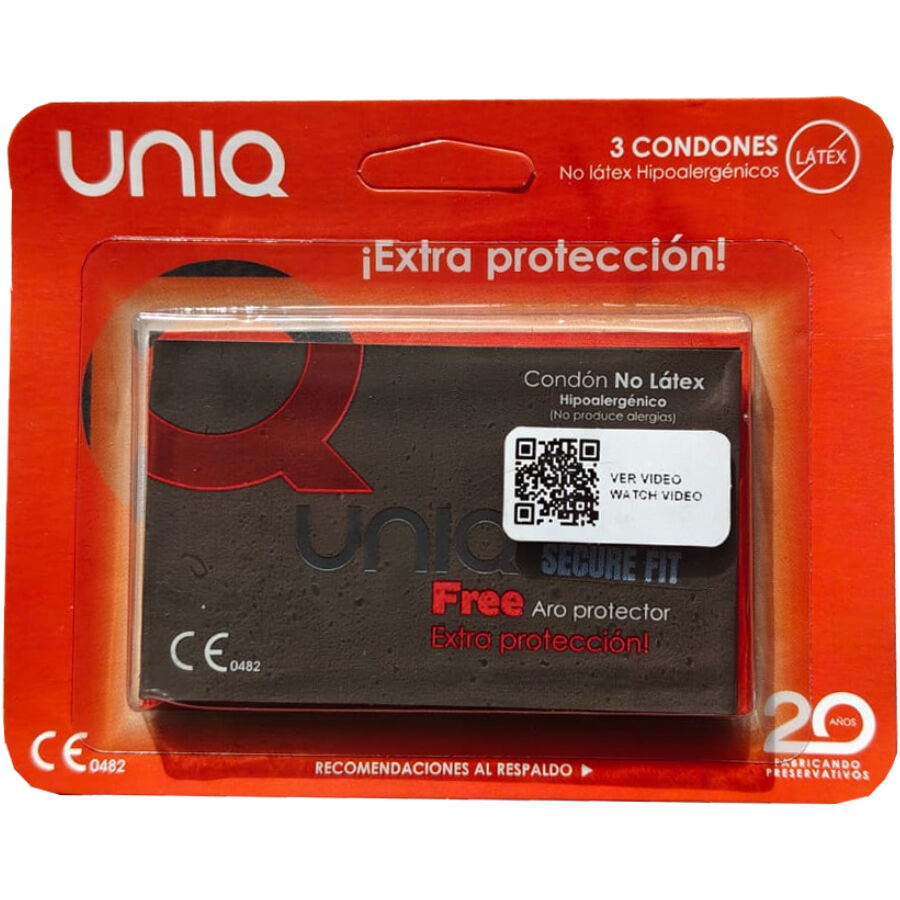 UNIQ - LATEX-FREE CONDOMS SECURE FIT 3 UNITS