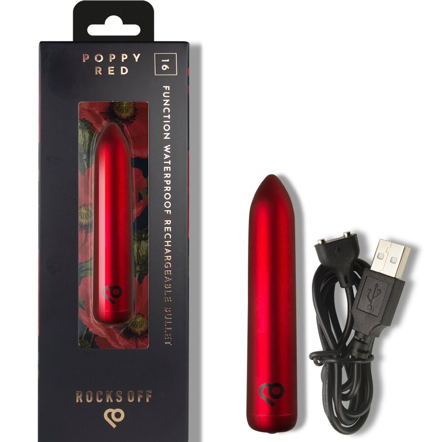 ROCKS-OFF - POPPY RED RECHARGEABLE VIBRATING BALL