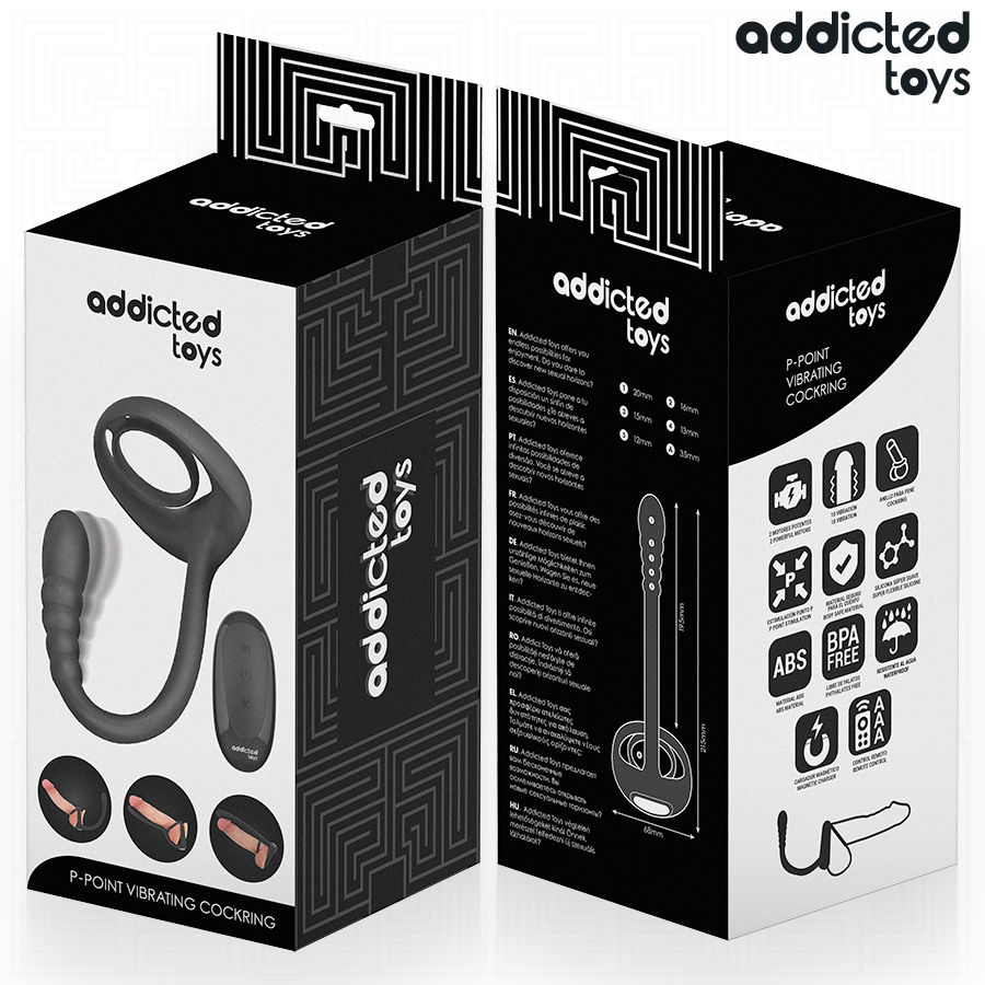 ADDICTED TOYS - ANNEAU PÉNITENTIAIRE VIBRANT POUR POINT P AVEC TÉLÉCOMMANDE