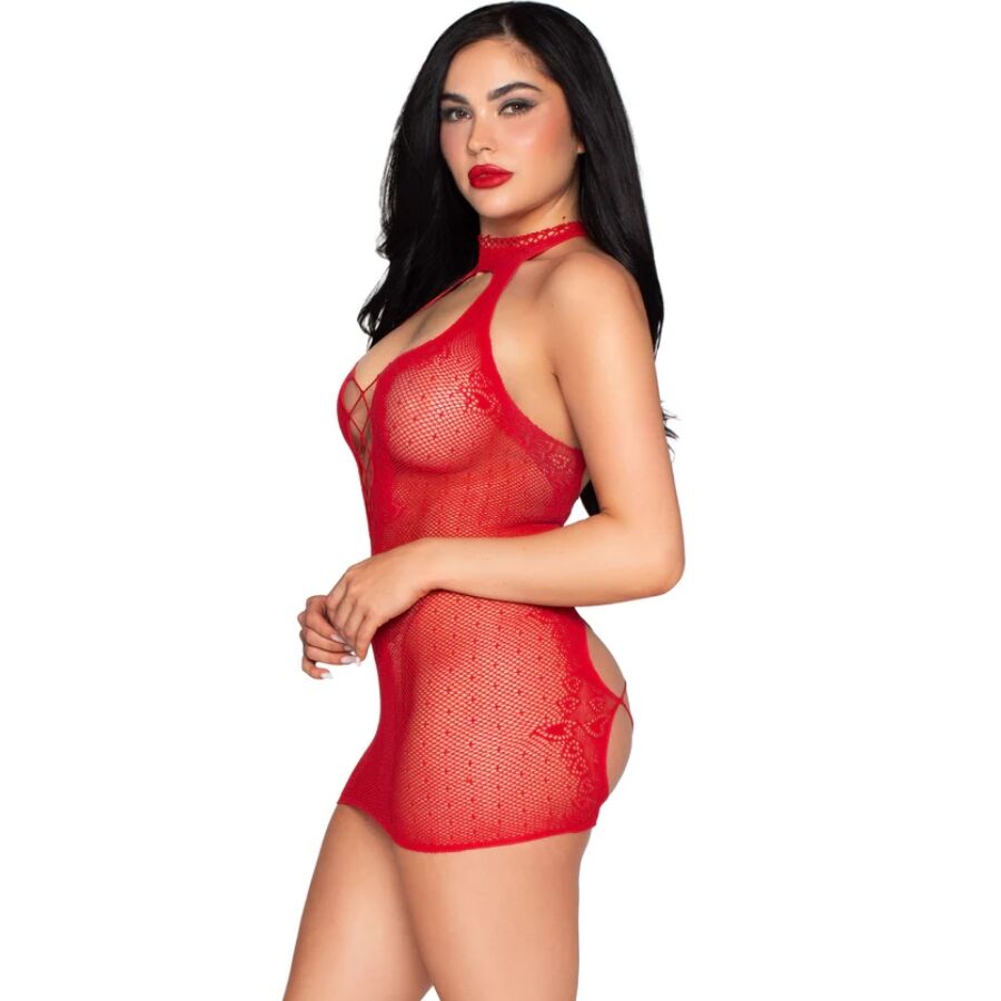 LEG AVENUE - 81675 RED HALTER MINI DRESS - ONE SIZE