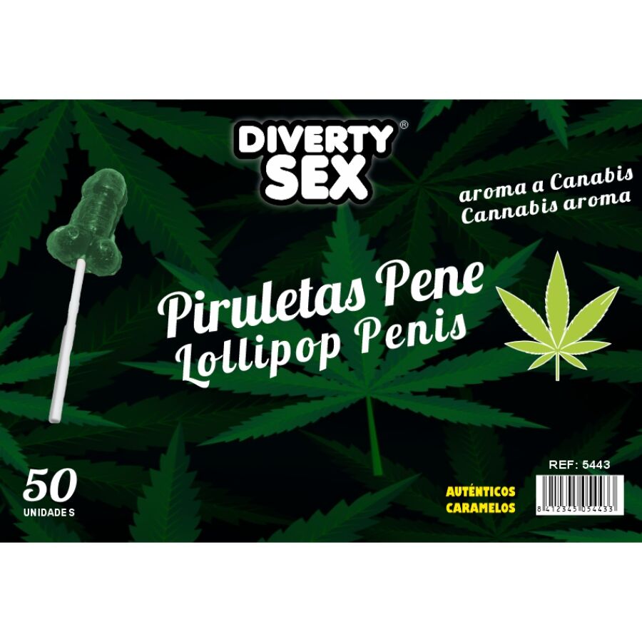 DIABLO GOLOSO - 50 CANNABIS FLAVOURED PENIS LOLLIPOPS