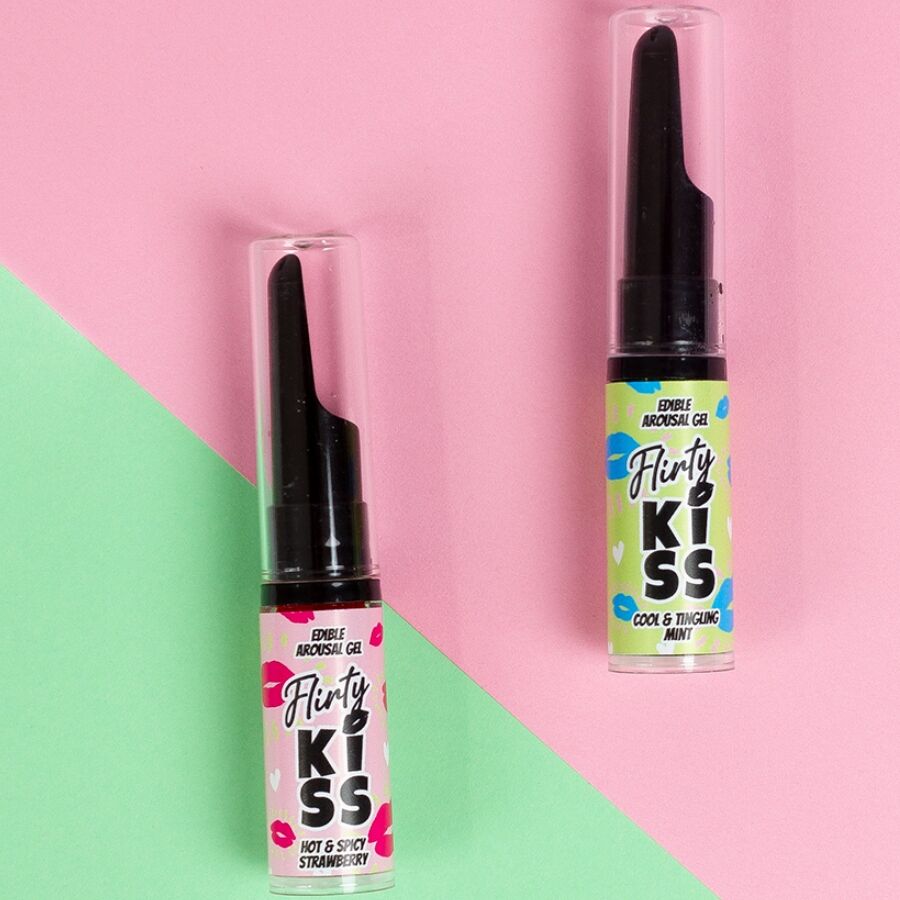SECRETPLAY - NAUGHTY KISSES GELS WITH ORAL SEX EFFECTS STRAWBERRY & MINT 2 X 8 GR