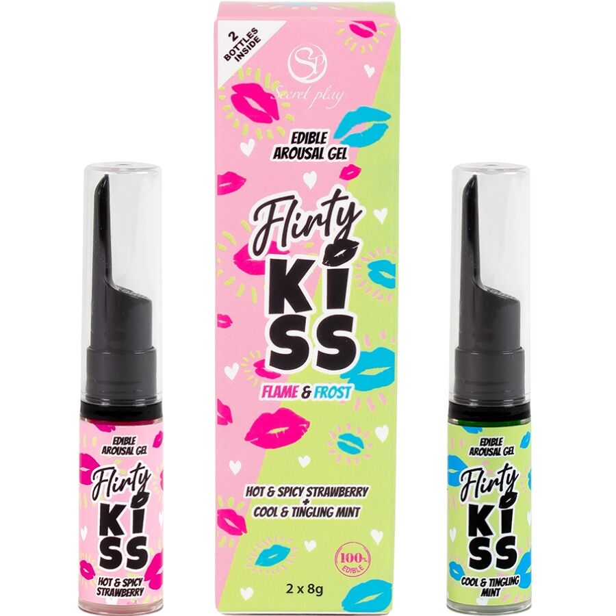 SECRETPLAY - NAUGHTY KISSES GELS WITH ORAL SEX EFFECTS STRAWBERRY & MINT 2 X 8 GR