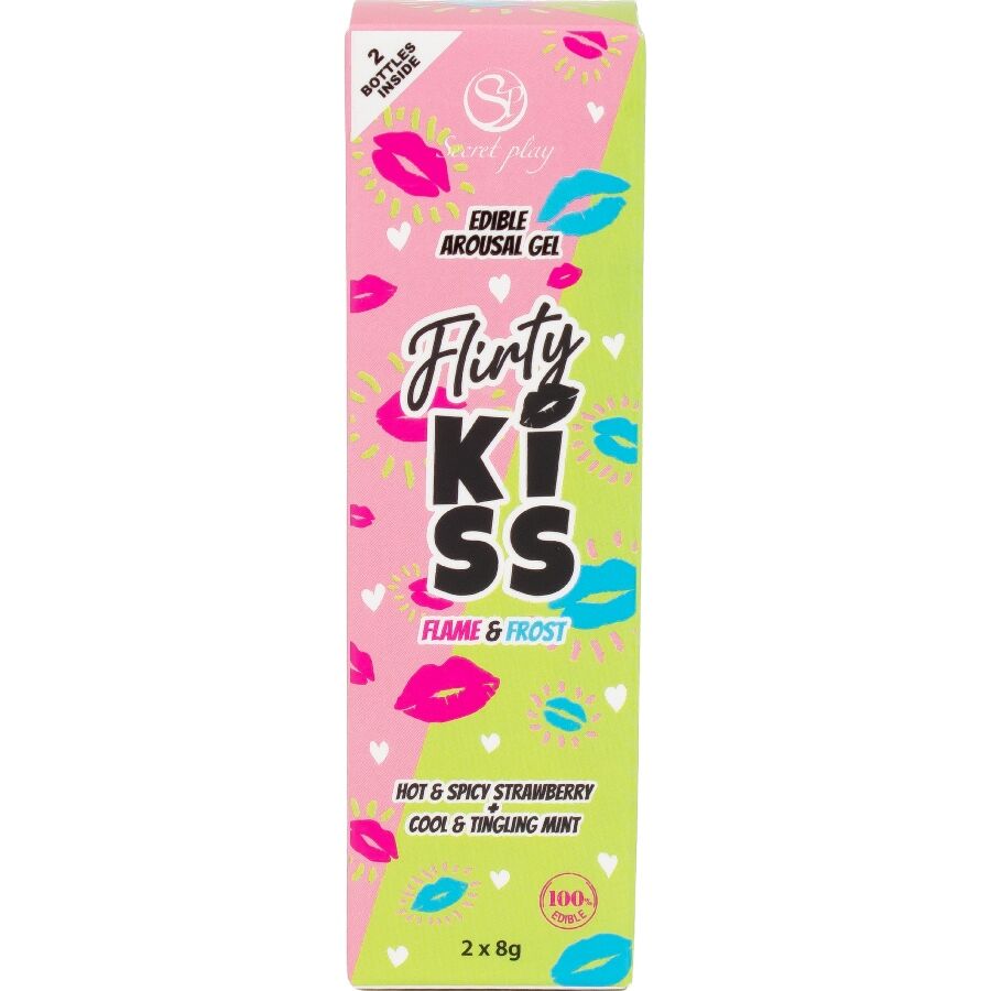 SECRETPLAY - NAUGHTY KISSES GELS WITH ORAL SEX EFFECTS STRAWBERRY & MINT 2 X 8 GR