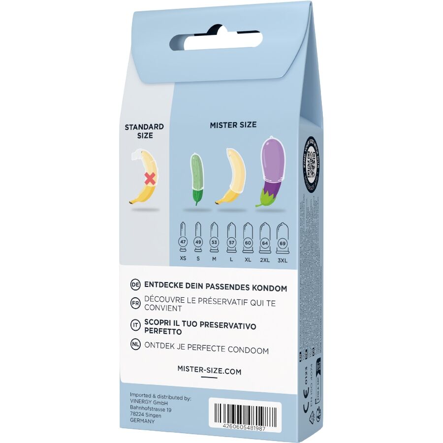 MISTER SIZE - TEST KIT: 3 CONDOMS IN DIFFERENT SIZES + DOTTED MIX