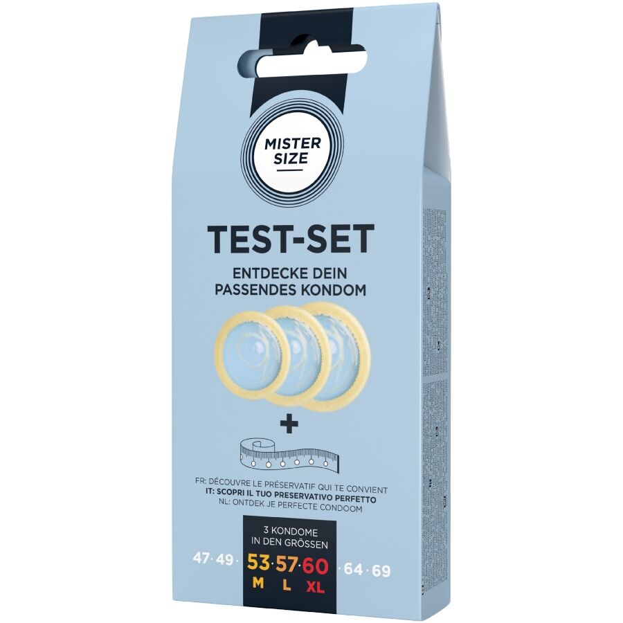 MISTER SIZE - TEST KIT: 3 CONDOMS IN DIFFERENT SIZES + DOTTED MIX